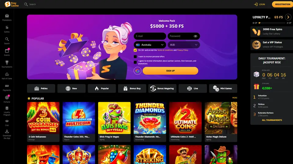 Stay Casino homepage