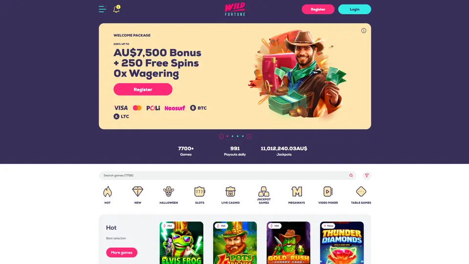 Wild Fortune homepage